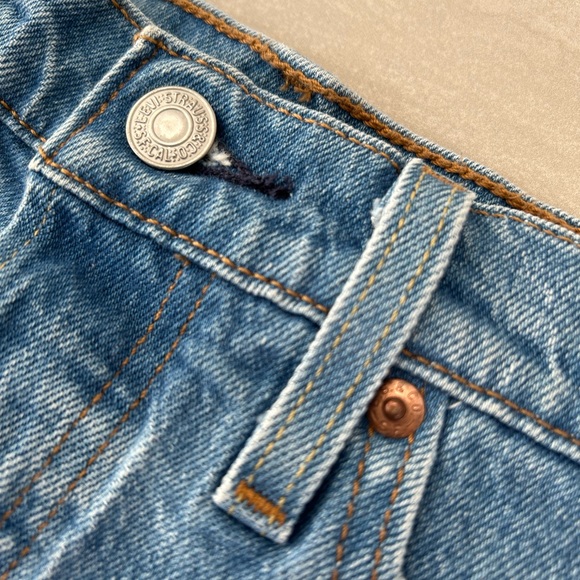 Levi's 501 Blue Jean Shorts with Frayed Hem - Picture 3 of 16